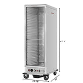 33 in. Commercial Insulated Heated Holding/Proofing Cabinet with Glass Door and 36-Pan Capacity in Silver (KM-CHP36-SIGL)